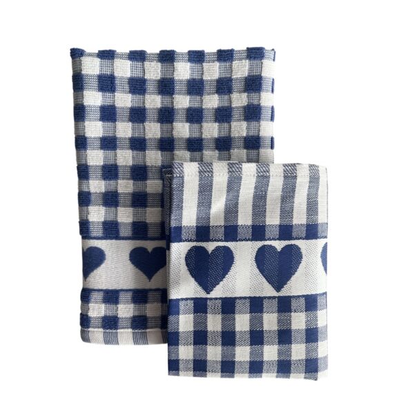 keukendoek en theedoek hartjes blauw blokjes